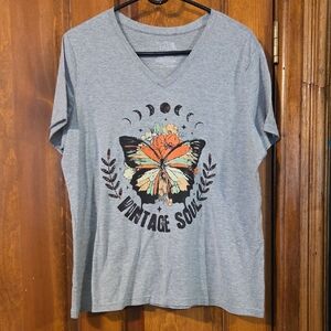 Time and Tru Gray V-Neck T-Shirt
